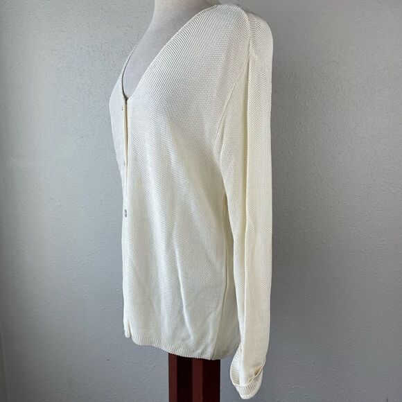 Coldwater Creek Rayon Cream Cardigan Sweater Size S EUC - Picture 3 of 6